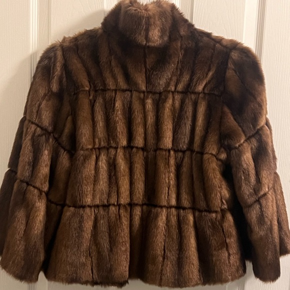 Du Monde Faux Mink Cropped Coat with Bell Sleeves - Picture 2 of 3